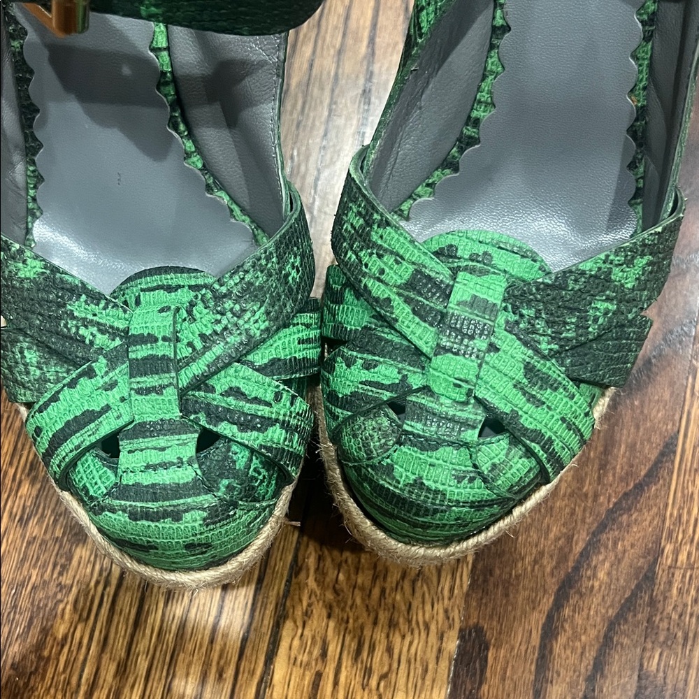 Green Patterned Espadrille Wedge Sandals - Unbranded - Picture 3 of 9